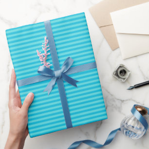 Blauw & Licht Turkoois Strepen Cadeaupapier