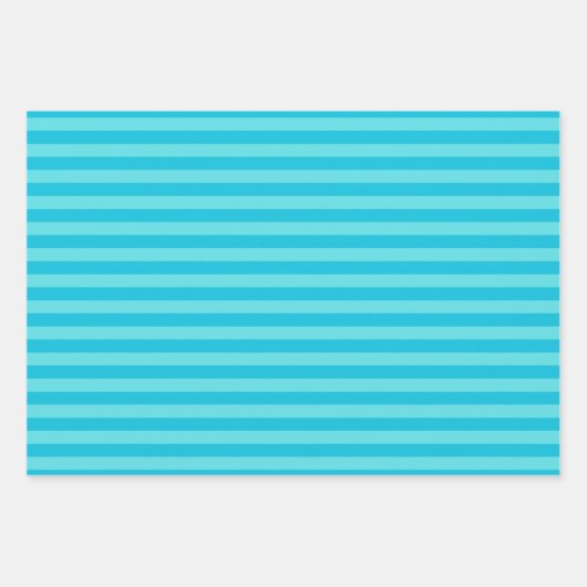 Blauw & Licht Turkoois Strepen Inpakpapier Vel (Voorkant 2)