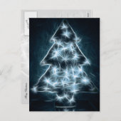 Blauw licht verlicht een kerstboom feestdagenkaart (Voorkant / Achterkant)