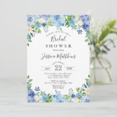 Blauw Licht Waterverf Hydrangea Bruids Shower Kaart (Staand voorkant)