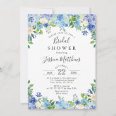 Blauw Licht Waterverf Hydrangea Bruidsdouche Kaart (Voorkant)
