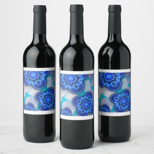 Blauw licht wijn etiket (Flessen)