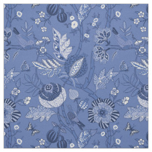 Blauw-lichtblauwe bohemien-design katoenen kepertj stof