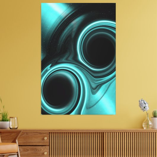 Blauw lichtbundelend Blackgaten gestoord Canvas (Insitu (Woonkamer))