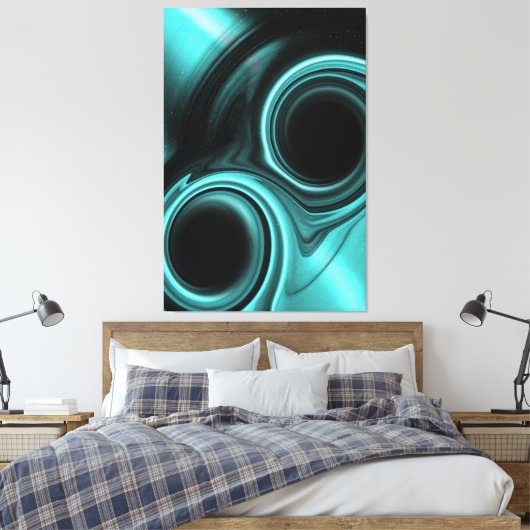 Blauw lichtbundelend Blackgaten gestoord Canvas (Insitu (Slaapkamer))