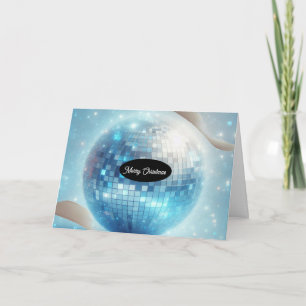 Blauw Lichtgevende Discobal Kerst Feestdagen Kaart
