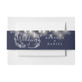Blauw Lichtslingers Bruiloft Bloemen Uitnodigingen Wikkel