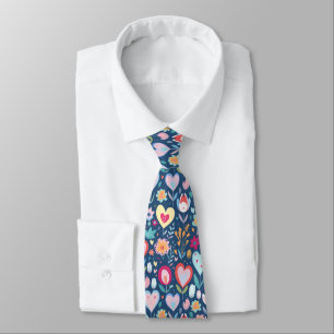Blauw Liefde Hart Patroon Lieverd Stropdas