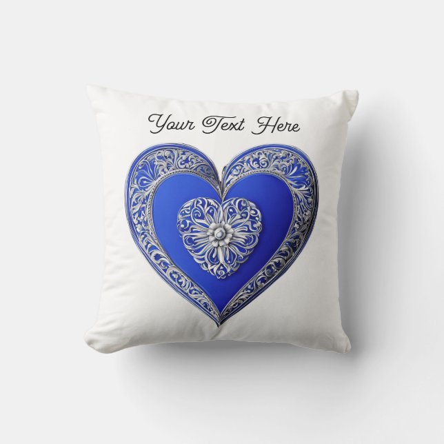  blauw liefde hart romantische aangepaste tekst kussen (Voorkant)