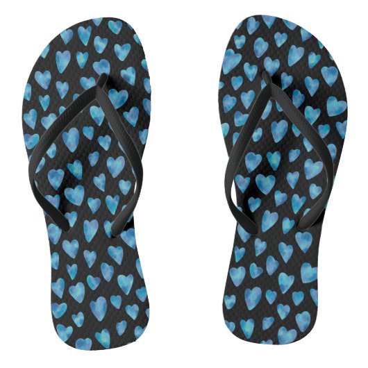 Blauw Liefde Hart Waterverf Teenslippers (Voetbed)