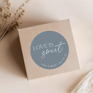 Blauw Liefde is Zoete Trouw Geschenk Ronde Sticker