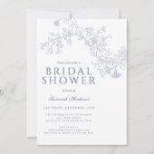 blauw lijn getekend bloemig Vrijgezellenfeest Kaart (Voorkant)