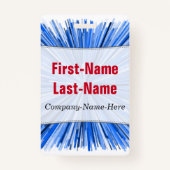 Blauw lijnbarstpatroon; Persoonlijke naamkaart Badge (Voorkant)
