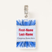 Blauw lijnbarstpatroon; Persoonlijke naamkaart Badge (Achterkant met clip)