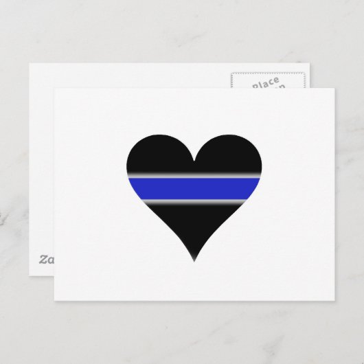 Blauw lijnhart briefkaart (Voorkant / Achterkant)