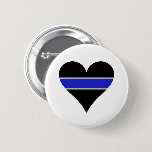 Blauw lijnhart ronde button 5,7 cm (Voorkant /achterkant)