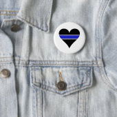 Blauw lijnhart ronde button 5,7 cm (In situ)