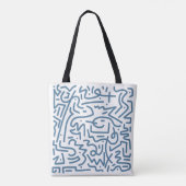 Blauw lijnontwerp tote bag (Achterkant)