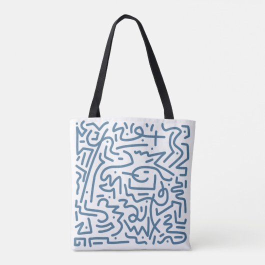 Blauw lijnontwerp tote bag (Achterkant)