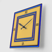 Blauw Lijst 4 zwarte cijfers Gold Vierkante Klok (Hoek)