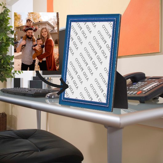 Blauw Lijst Afbeelding Voeg uw fotoplak toe Fotoplaat