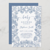 Blauw Lijst Baby shower Kaart (Voorkant / Achterkant)
