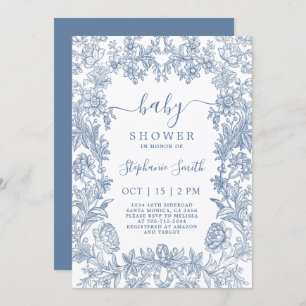 Blauw  Lijst Baby shower Kaart