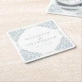 blauw Lijst bruiloft Kartonnen Onderzetters (Schuin)