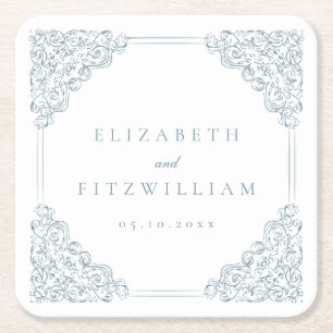  blauw  Lijst bruiloft Kartonnen Onderzetters