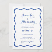 Blauw Lijst bruiloft uitnodiging (Voorkant)