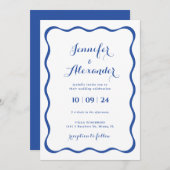 Blauw Lijst bruiloft uitnodiging (Voorkant / Achterkant)