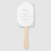 Blauw Lijst Elegant Script Trouwprogramma Handwaaier (Voorkant)