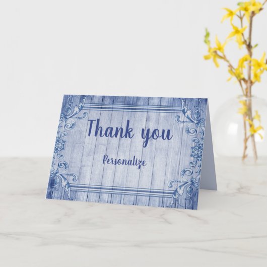 Blauw  Lijst Hartelijk dank - Persoonlijk Kaart (Gele Bloem)