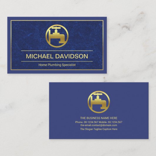 Blauw Lijst met goudkoorts in het water, sanitair Visitekaartje (Voorkant / Achterkant)