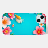 Blauw lijst met kleurrijke vogeltjes Case-Mate iPhone case (Achterkant (horizontaal))