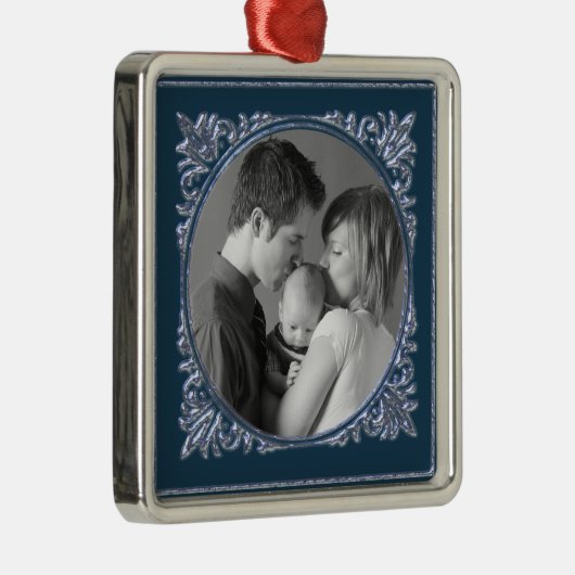 Blauw Lijst Metalen Ornament (Rechts)