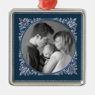 Blauw Lijst Metalen Ornament