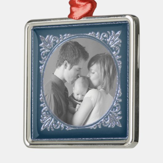 Blauw Lijst Metalen Ornament (Links)