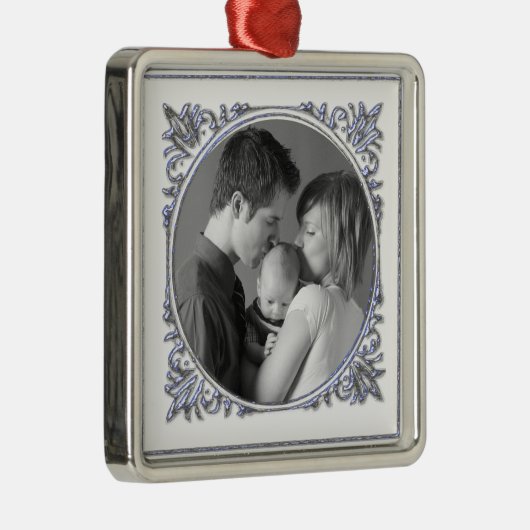 Blauw Lijst Metalen Ornament (Rechts)