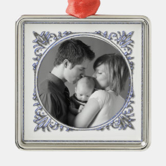 Blauw Lijst Metalen Ornament