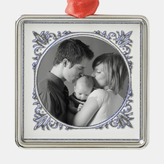 Blauw Lijst Metalen Ornament (Voorkant)