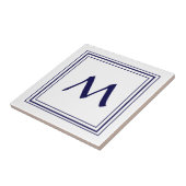 Blauw Lijst Monogram Letter M Minimalistisch Tegeltje (Zijkant)