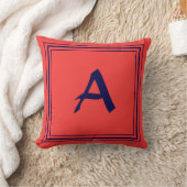 Blauw Lijst Monogram Letter minimalistisch kussen (Deken)
