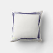 Blauw Lijst Monogram Letter minimalistisch kussen (Achterkant)