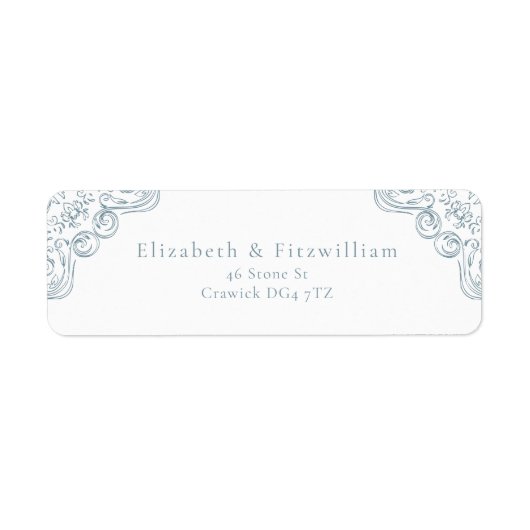  blauw  Lijst omzoomd adreslabel Etiket (Voorkant)