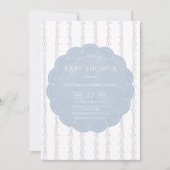 Blauw Lijst Roze Harten  Baby shower Kaart (Voorkant)