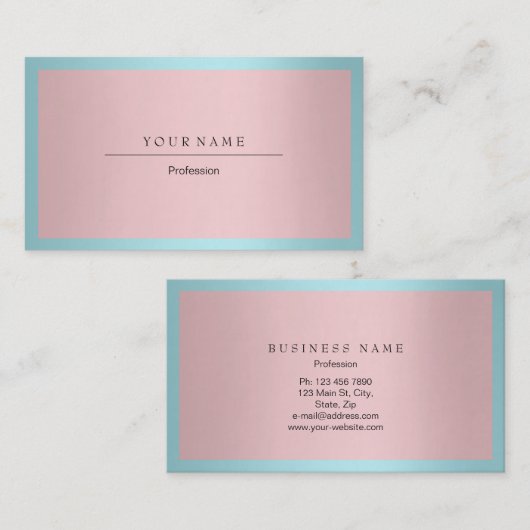 Blauw Lijst van de Tiffany Ocean Minimale Roze Met Visitekaartje (Voorkant / Achterkant)