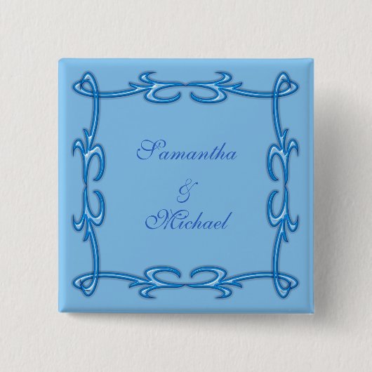 Blauw lijst vierkante button 5,1 cm (Voorkant)