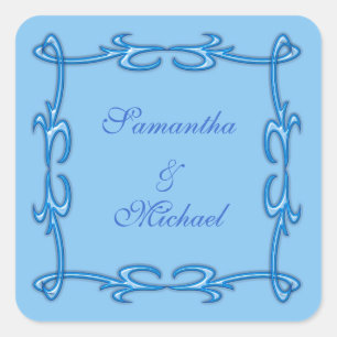 Blauw lijst vierkante sticker