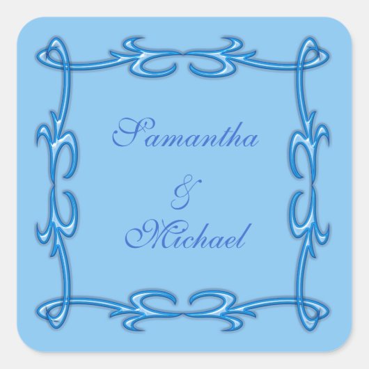 Blauw lijst vierkante sticker (Voorkant)